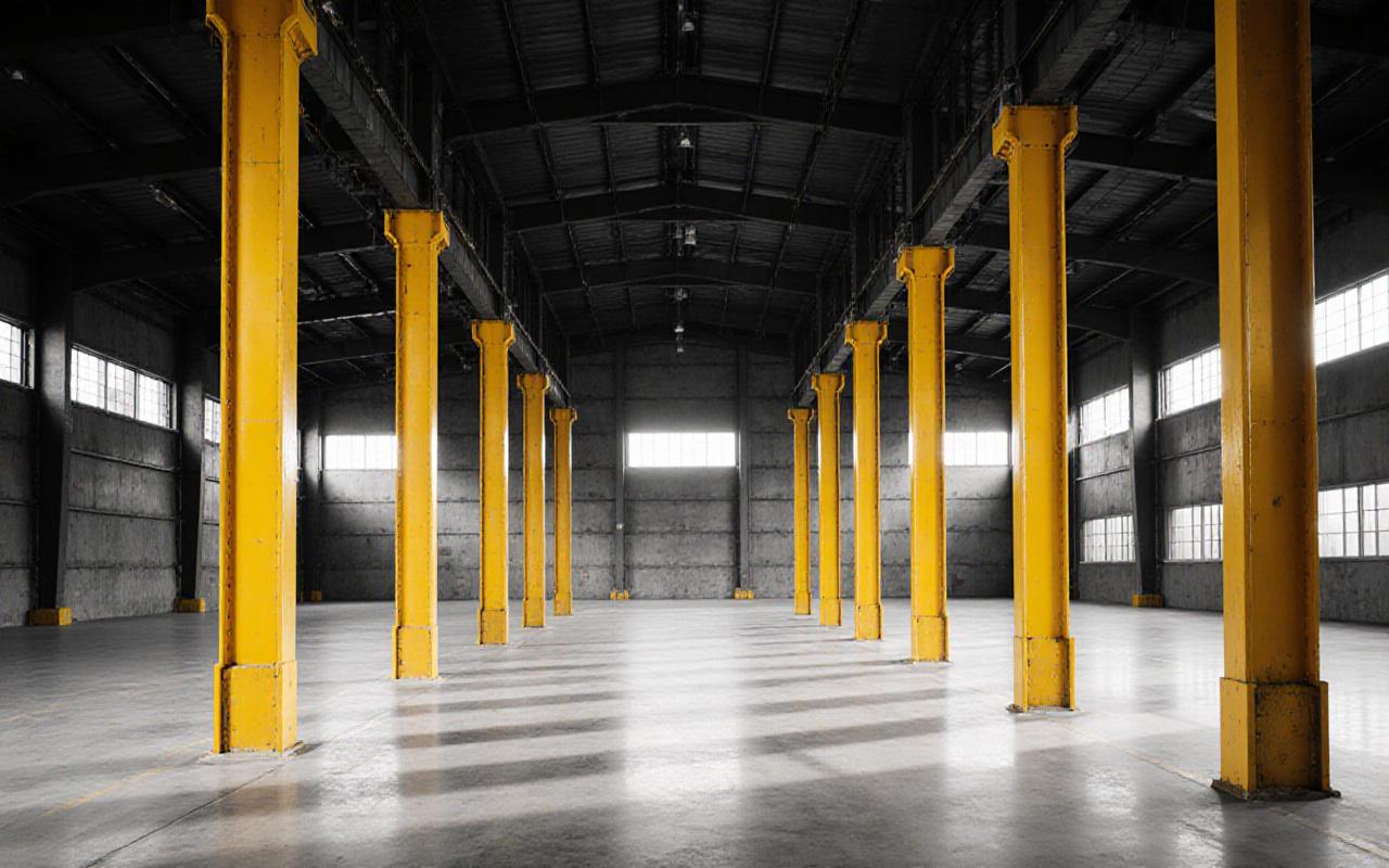 Modern logistics warehouse with high-tech shelving