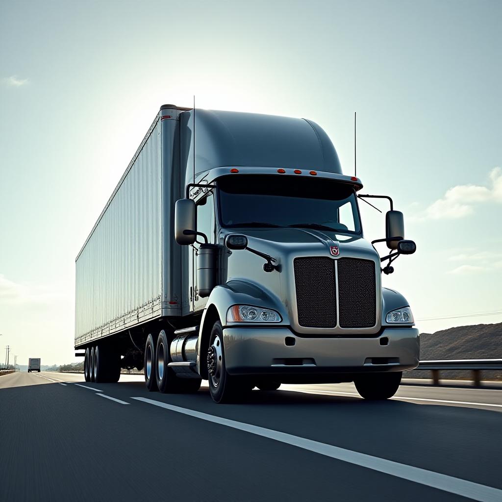 Massive heavy-duty transport truck on a modern highway