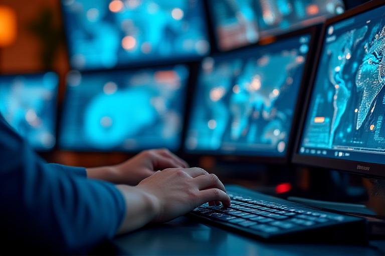 Logistics coordinator monitoring a digital fleet map